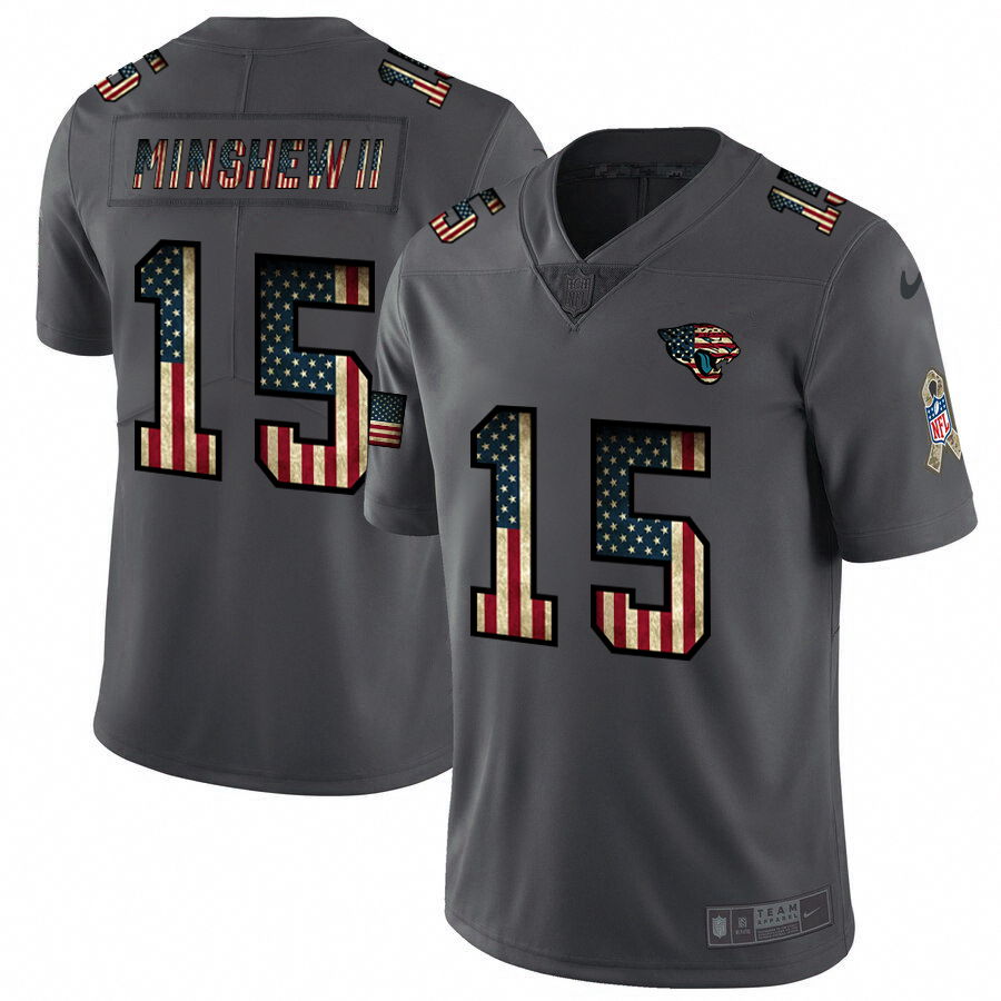 Men Nike Jacksonville Jaguars #15 Gardner Minshew II  2018 Salute to Service Retro USA Flag Limited NFL Jersey->jacksonville jaguars->NFL Jersey